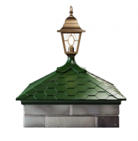 Колпак на заборный столб (2 кирпича) под фонарь, зеленый
